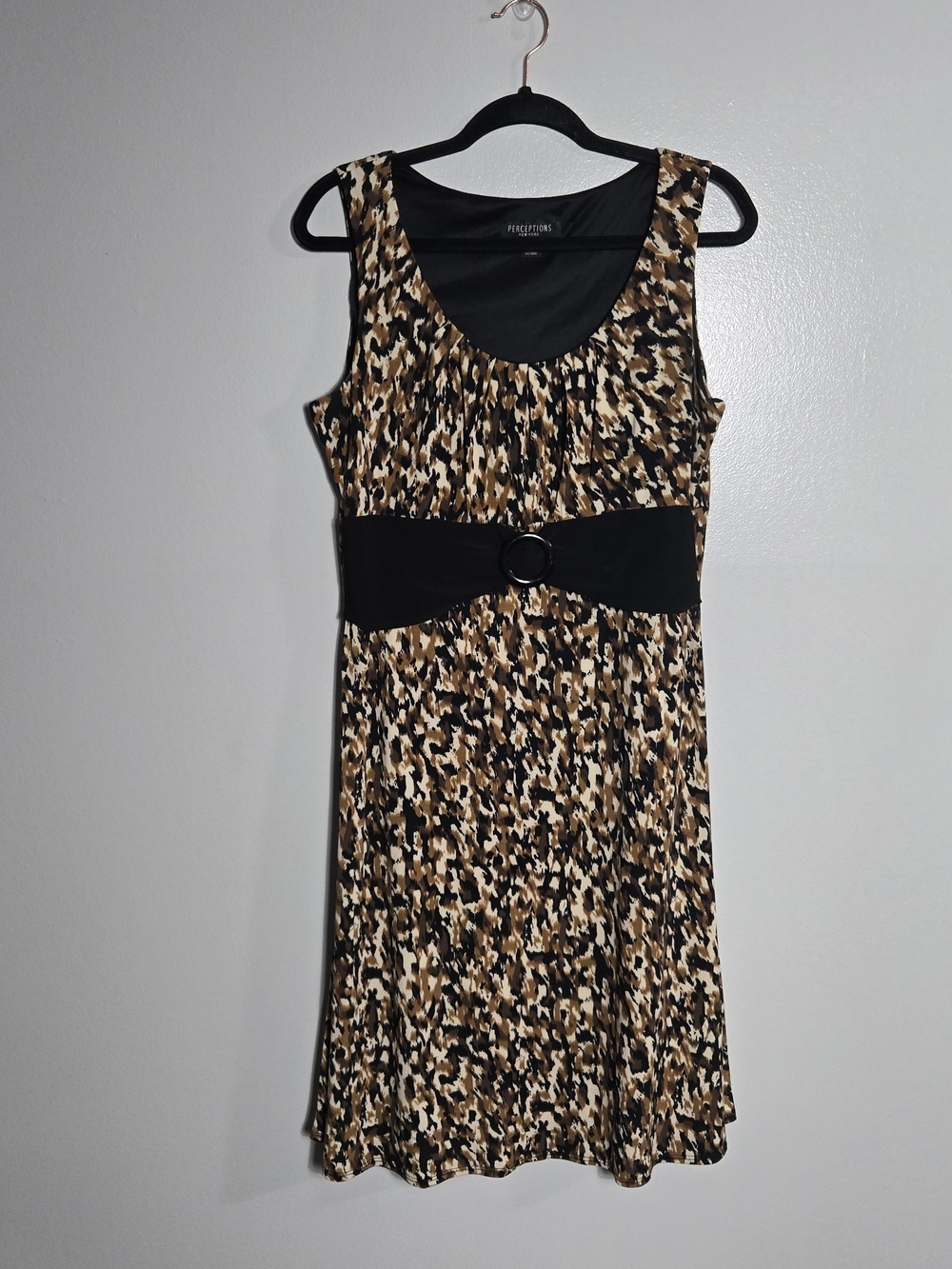 Perceptions New York Leopard Animal Print O Ring Belted Dress Size 12 *Flawed*